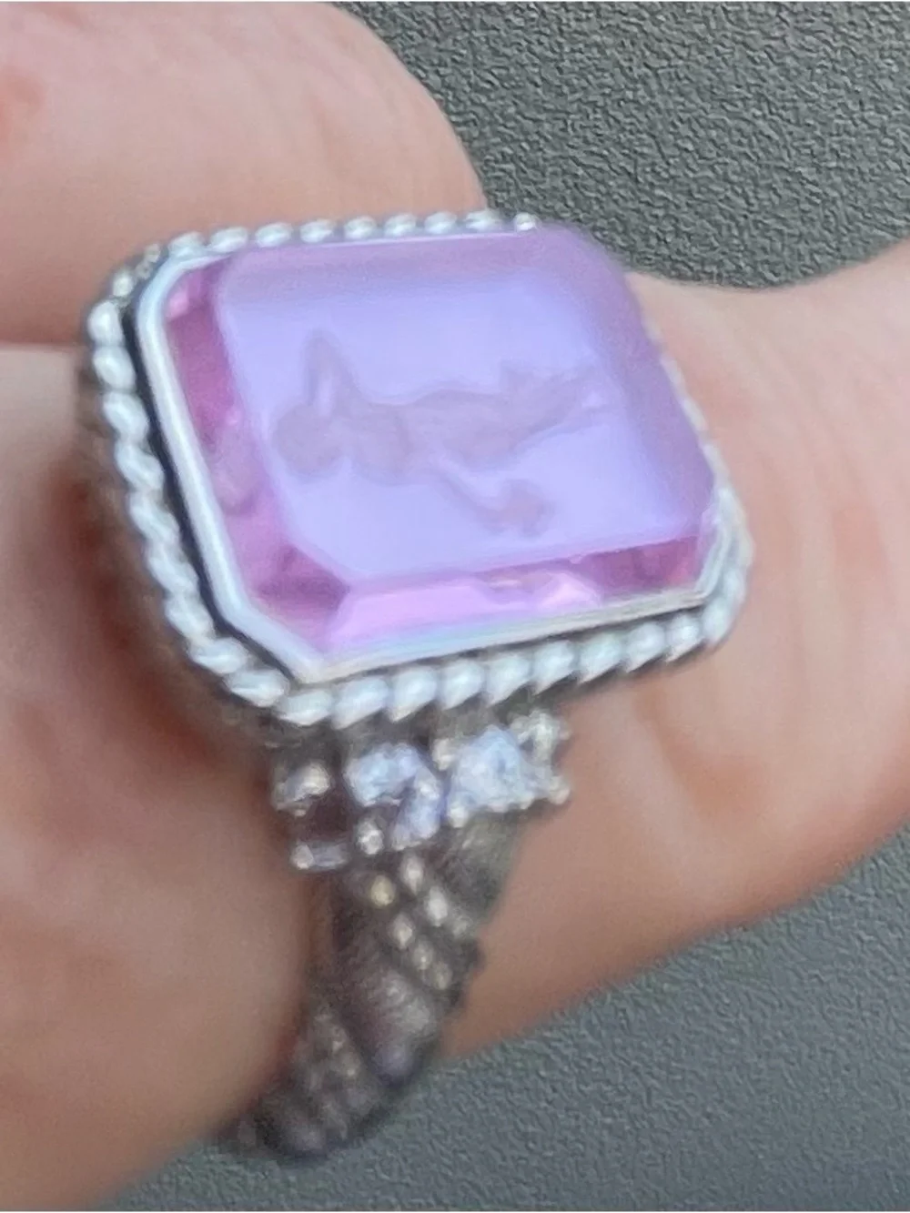 Judith Ripka Pink Crystal Cameo Ring in Silver Tone - Picture 16 of 16